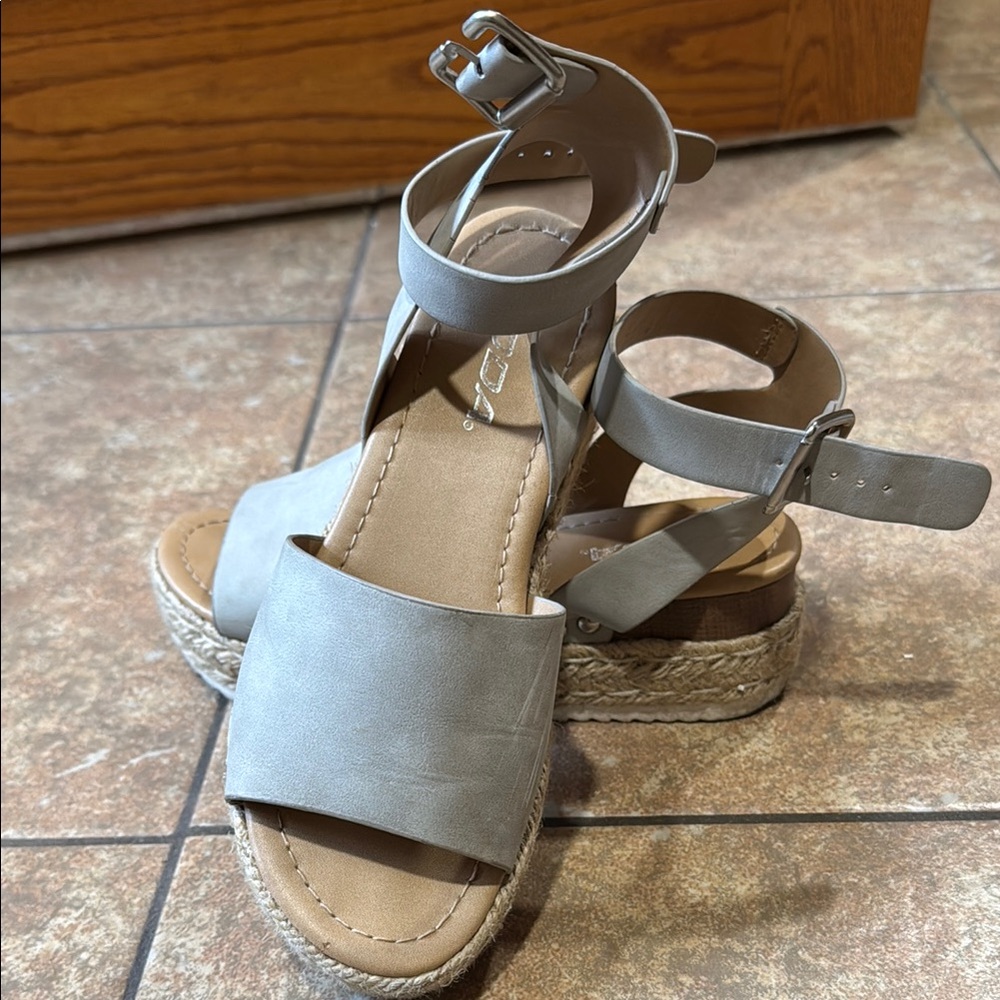 Soda Gray Espadrille Platform Shoes